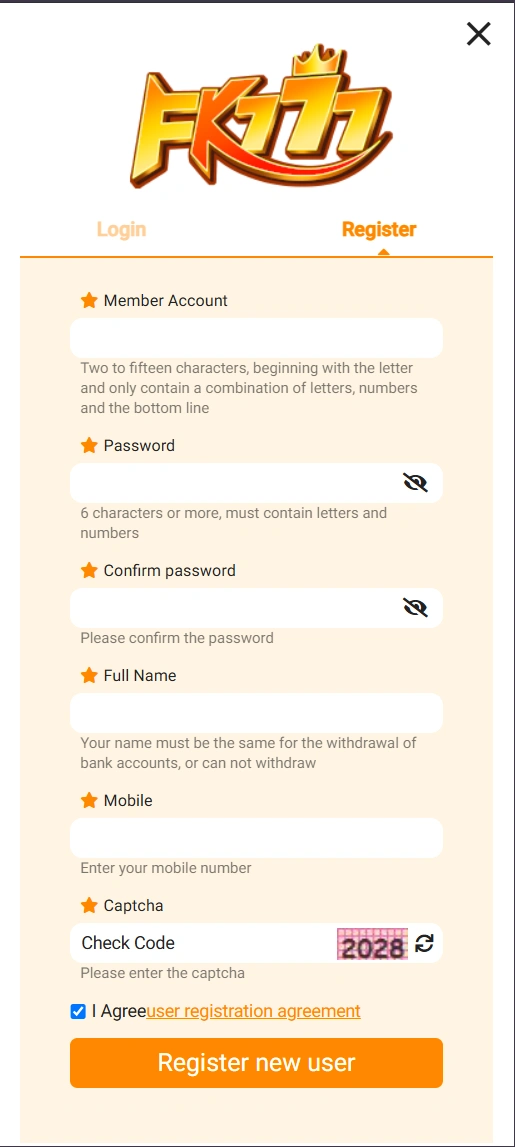 guide for Fk777 register